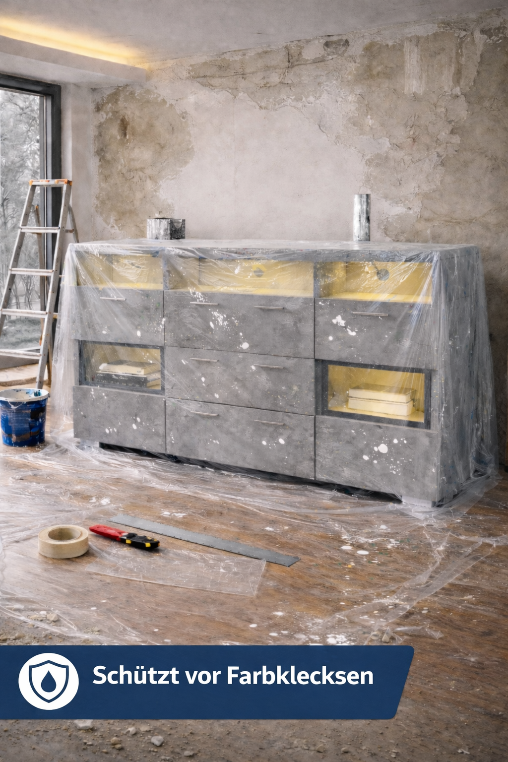 NEU - Abdeckfolie 100 µm – Extra starke Möbelschutzfolie 4x5m (20m²) – Schutzfolie für Umzug, Malerarbeiten & Möbel