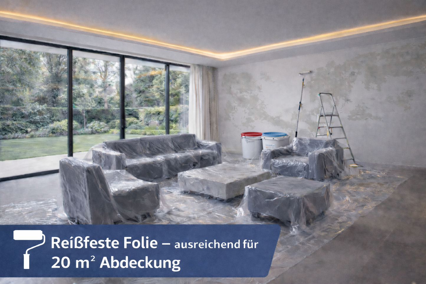 NEU - Abdeckfolie 100 µm – Extra starke Möbelschutzfolie 4x5m (20m²) – Schutzfolie für Umzug, Malerarbeiten & Möbel